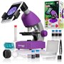 Microscope 40x-640x - BRESSER JUNIOR - Éclairage LED - kit d'expérimentation - violet