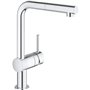 GROHE Mitigeur évier Minta 32168000 - Douchette extractible - Bec L - Bec tube pivotant 360° - Clapet anti-retour - Chrome