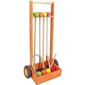 Jeu de croquet en bois pour enfants - JEUJURA - 4 joueurs - Chariot en bois