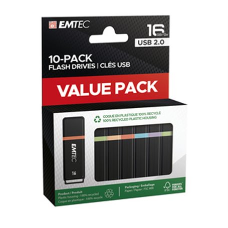 Emtec K100 lecteur USB flash 16 Go USB Type-A 2.0 Noir