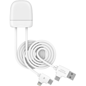 Câble Ice-Tag 4 en 1 USB A+C / USB C + Lightning Blanc - Ecoresponsable Xoopar