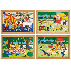 Puzzle d'activités des enfants: le lot de 4 puzzles - jeu Montessori