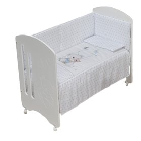 Lit Bébé Lovely Premium avec 3 Pcs textiles  Oso  Bleu