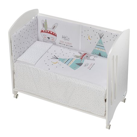 Lit Bébé Lovely Premium avec 3 Pcs textiles  Tipi Oso Blanc