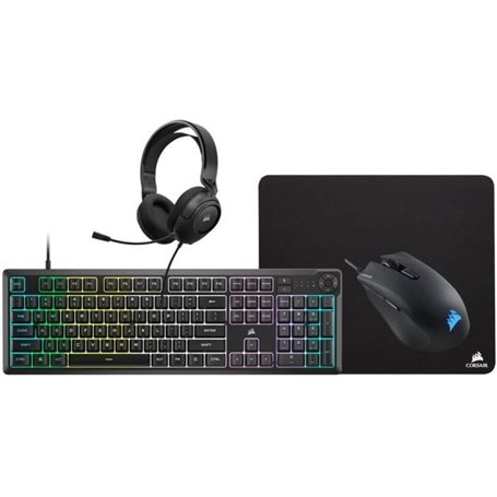 Pack Gaming CORSAIR 4 en 1 - Clavier K55 + Souris gaming HARPOON RGB PRO + Tapis de souris MM100 + Casque multiplateforme HS35