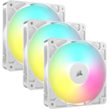 Pack de 3 ventilateurs ARGB 120mm - CORSAIR - RS120 - Blanc