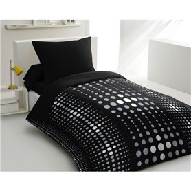 Parure de couette microfibre Steevy - 1 housse de couette 140x200 cm + 1 taie 63x63 cm - Noir - HOME LINGE PASSION