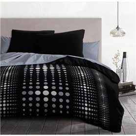 Parure de couette microfibre Steevy - 1 housse de couette 240x260 cm + 2 taies 63x63 cm - Noir - HOME LINGE PASSION