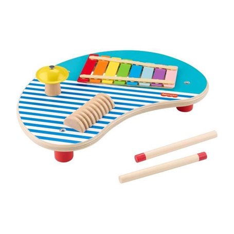 Fisher-Price-Table musicale en bois avec instruments de percussion HXT91