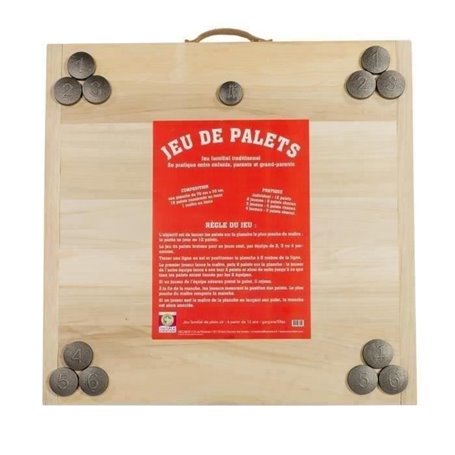 Jeu de Palet Complet MECABOIS - 12 palets en bois massif - Jeu familial traditionnel