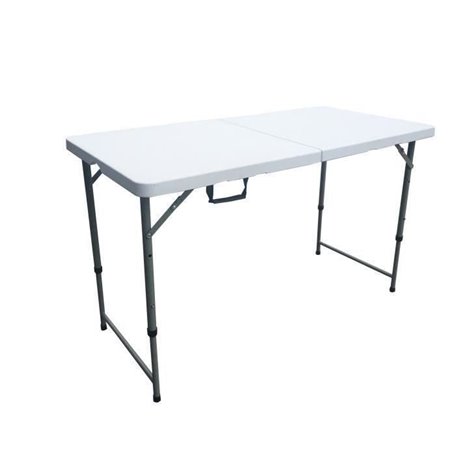 Table de réception pliante - 4 personnes - 122 cm -  Structure en acier et Plateau en Polyéthylene PEHD - Blanc