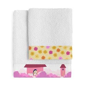 Ensemble de serviettes de toilette HappyFriday Mr Fox Long Braid Multicouleur 2 Pièces