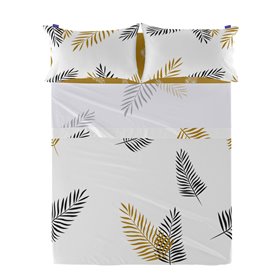 Drap HappyFriday Blanc Foliage Multicouleur 210 x 270 cm