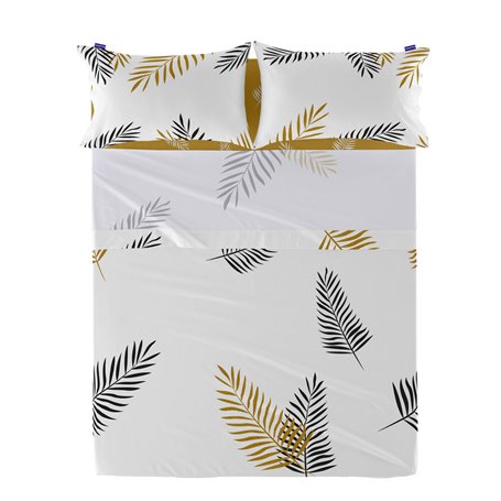 Drap HappyFriday Blanc Foliage Multicouleur 210 x 270 cm