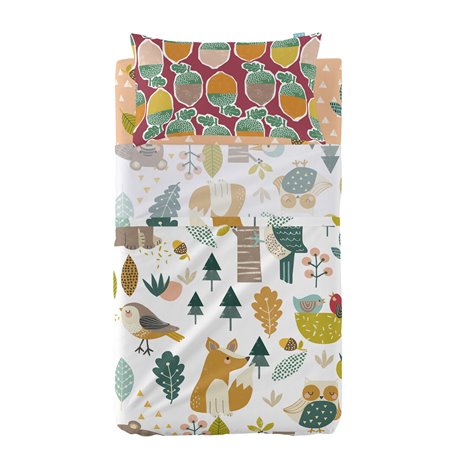 Jeu de draps HappyFriday Moshi Moshi Harvestwood Multicouleur Lit de bébé 2 Pièces