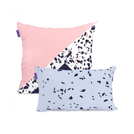 Housse de coussin HappyFriday Blanc Terrazzo  Multicouleur 2 Pièces