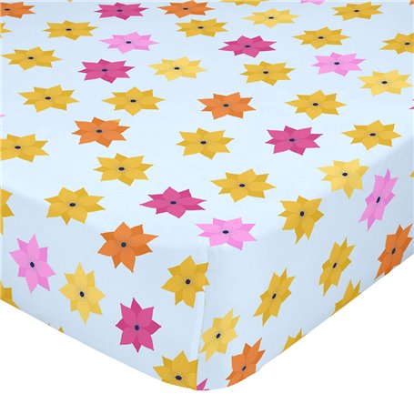 Drap housse HappyFriday MR FOX Multicouleur 70 x 140 x 14 cm Fleurs