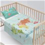 Jeu de draps HappyFriday Happynois World Map Multicouleur Lit de bébé 2 Pièces