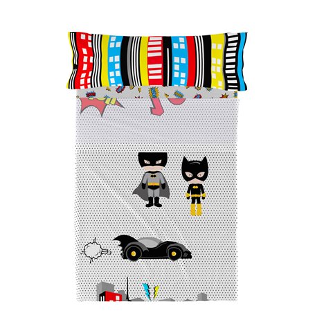 Jeu de draps HappyFriday Mr Fox Bat Multicouleur Lit 1 persone 2 Pièces