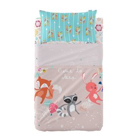 Jeu de draps HappyFriday Moshi Moshi Fantasy Multicouleur Lit de bébé 2 Pièces