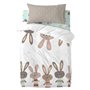 Parure de couette HappyFriday Moshi Moshi Rabbit Family Multicouleur Lit de bébé 2 Pièces