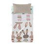 Jeu de draps HappyFriday Moshi Moshi Rabbit family Multicouleur Lit de bébé 2 Pièces