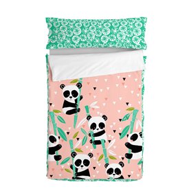 Couette rembourrée HappyFriday Moshi Moshi Panda Garden Rose 105 x 200 cm