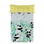 Jeu de draps HappyFriday Moshi Moshi Panda garden blue Bleu Lit 1 persone 2 Pièces