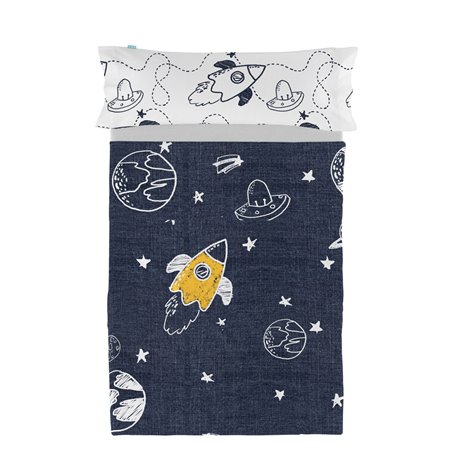 Jeu de draps HappyFriday Mr Fox Starspace Multicouleur Lit 1 persone 2 Pièces