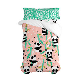 Parure de couette HappyFriday Moshi Moshi Panda Garden Rose Lit 1 persone 2 Pièces