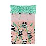 Jeu de draps HappyFriday Moshi Moshi Panda garden Rose Lit 1 persone 2 Pièces