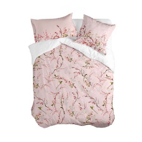 Housse de Couette HappyFriday Chinoiserie rose Multicouleur 180 x 220 cm