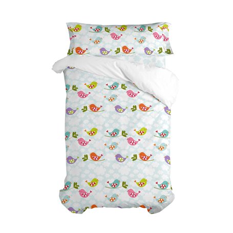 Parure de couette HappyFriday Mr Fox Little birds Multicouleur Lit 1 persone 2 Pièces