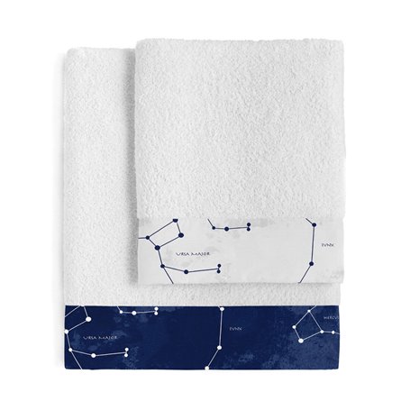 Ensemble de serviettes de toilette HappyFriday Blanc Cosmos Multicouleur 2 Pièces