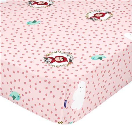 Drap housse HappyFriday MR FOX Multicouleur Rose 60 x 120 x 14 cm