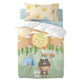 Parure de couette HappyFriday Happynois Camping Multicouleur Lit de bébé 2 Pièces