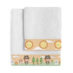 Ensemble de serviettes de toilette HappyFriday Happynois Camping Multicouleur 2 Pièces