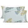 Taie d'oreiller HappyFriday Blanc Foliage Mint Multicouleur 50 x 75 cm (2 Unités)