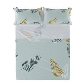 Drap HappyFriday Blanc Foliage Mint Multicouleur 180 x 270 cm