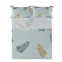 Drap HappyFriday Blanc Foliage Mint Multicouleur 180 x 270 cm