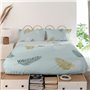 Drap HappyFriday Blanc Foliage Mint Multicouleur 180 x 270 cm