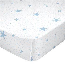 Drap housse HappyFriday BASIC KIDS Bleu 105 x 200 x 32 cm