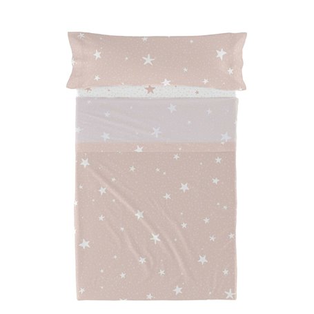 Jeu de draps HappyFriday Basic Kids Little star Rose Lit 1 persone 2 Pièces