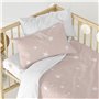 Drap housse HappyFriday BASIC KIDS Blanc Rose 60 x 120 x 14 cm Etoiles