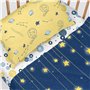 Drap housse HappyFriday LE PETIT PRINCE Blanc Multicouleur 60 x 120 x 14 cm