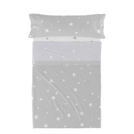 Jeu de draps HappyFriday Basic Kids Little star Gris Lit 1 persone 2 Pièces