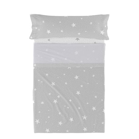 Jeu de draps HappyFriday Basic Kids Little star Gris Lit 1 persone 2 Pièces