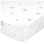 Drap housse HappyFriday BASIC KIDS Blanc Gris 60 x 120 x 14 cm Etoiles