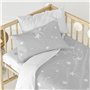 Drap housse HappyFriday BASIC KIDS Blanc Gris 60 x 120 x 14 cm Etoiles