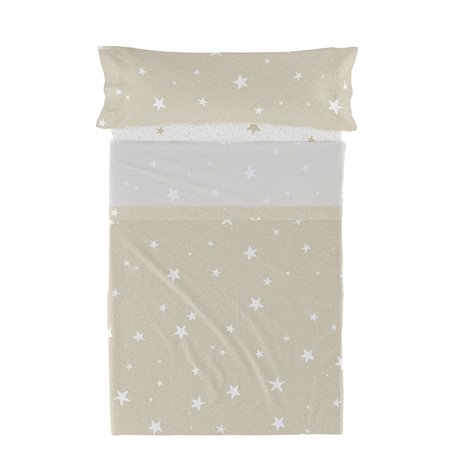 Jeu de draps HappyFriday Basic Kids Little star Beige Lit 1 persone 180 x 270 cm 2 Pièces